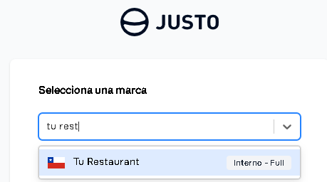 Selecciona una marca en Justo Admin